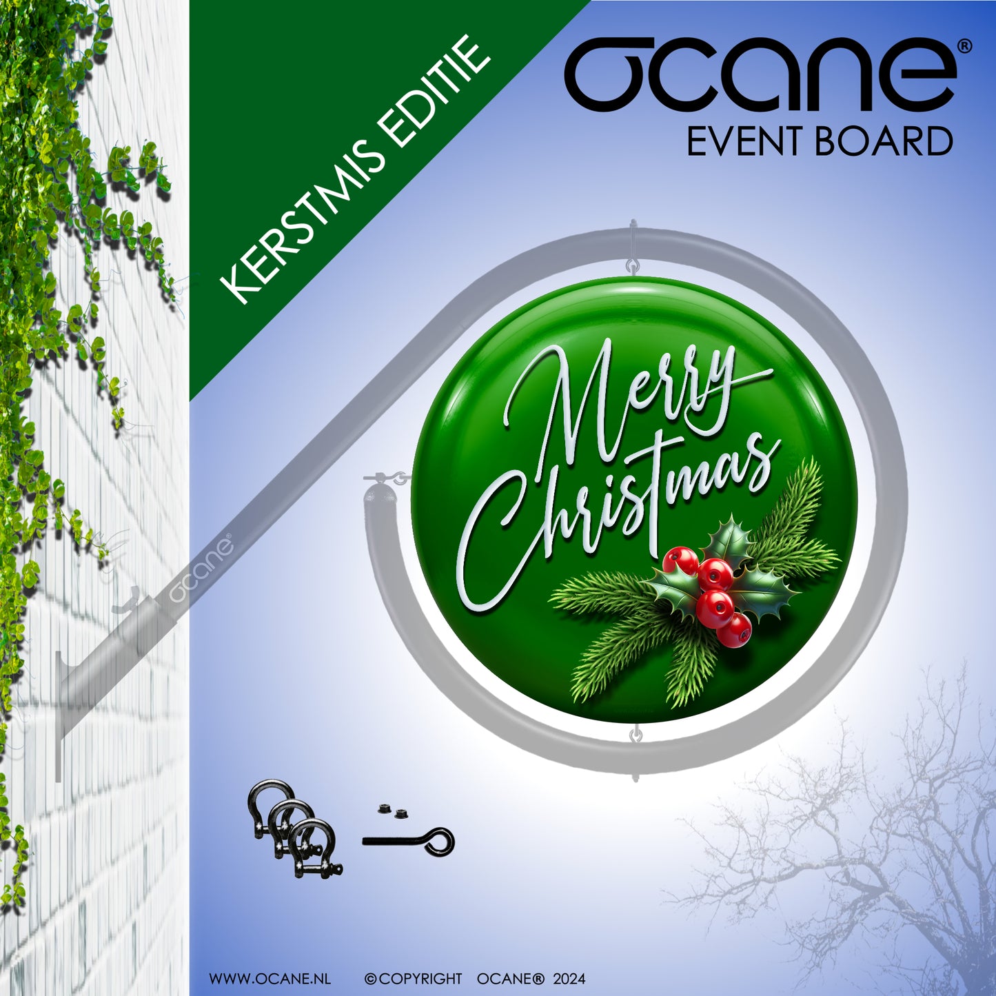 OCANE-EVENT BOARD MERRY CHRISTMAS groen of rood